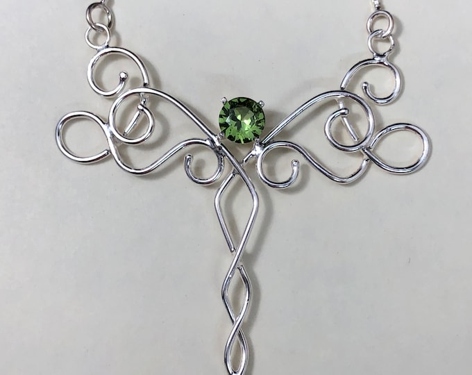 Bohemian Elvish Celtic Emerald Amethyst Peridot Necklace in Sterling Silver, Gifts For Her, Victorian Wedding Jewelry, Gifts For Her