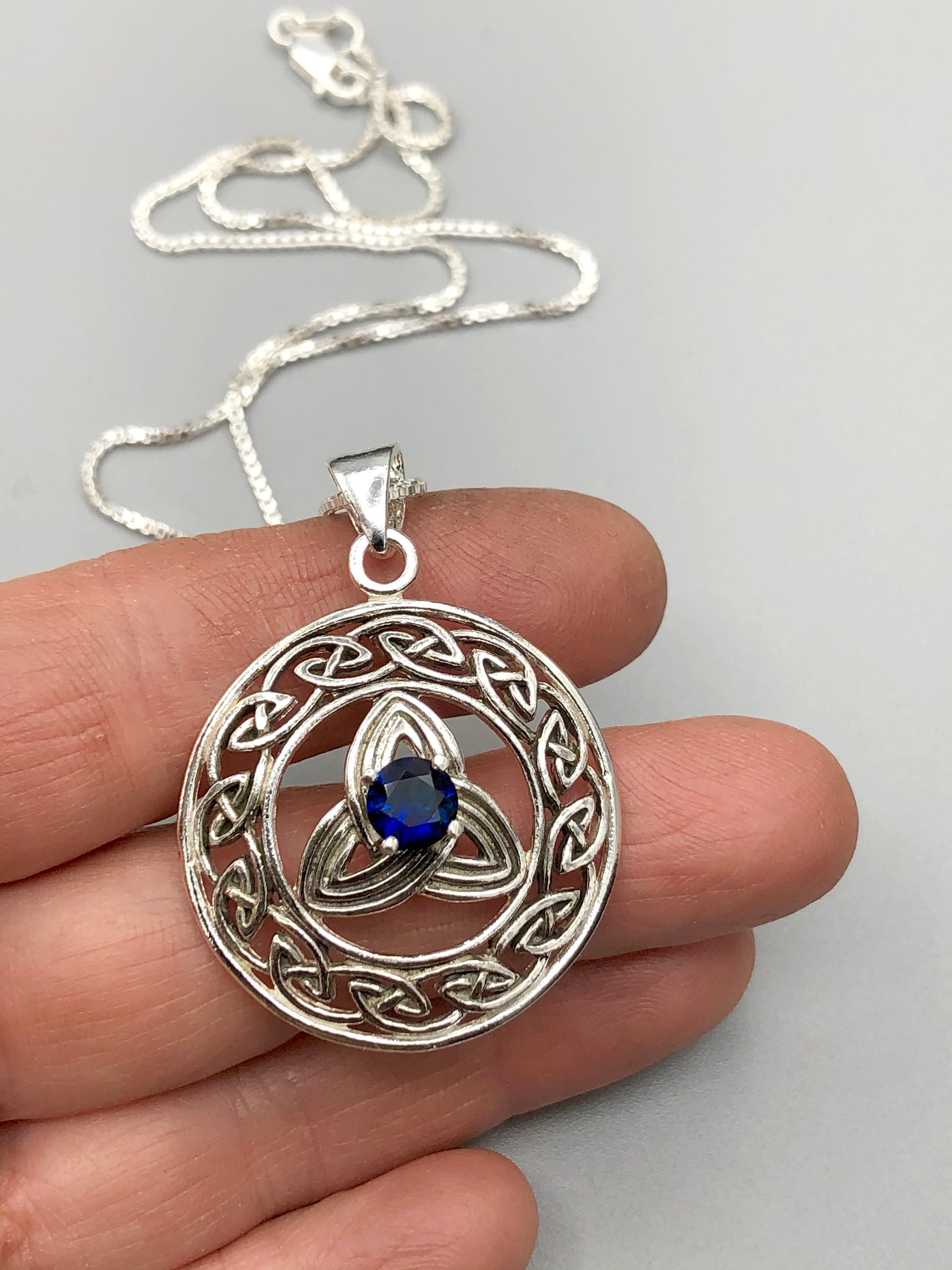 CZ Gemstone Teardrop Celtic Knot Infinity Necklace Collar .925 Silver | eBay
