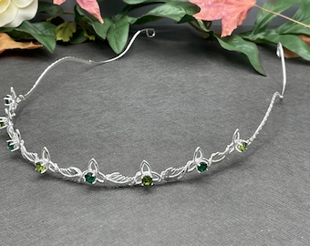 Celtic Sterling Silver Gemstone Tiara: Woodland Wedding Hair Jewelry