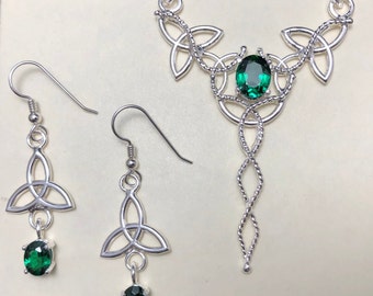 Celtic Irish Wedding Jewelry Set In Sterling Silver, Artisan Tiara, Earrings, Arm Cuff, Necklace, Irish Bridal Wedding Accessories