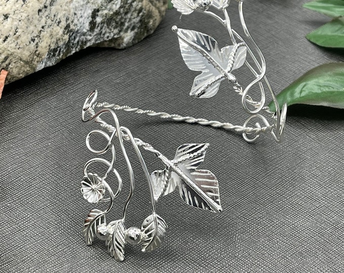 Woodland Leaf Bracelet Cuff in Sterling Silver, Gifts For Her, Bracelet Wrap, Handmade Leaves Bracelet cuff Wrap, Woodland Cuff Wrap 925