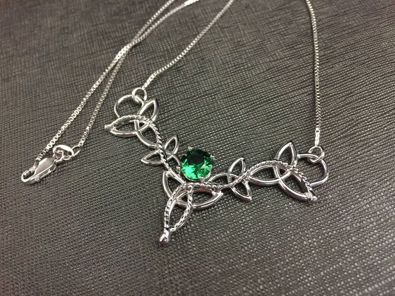 Celtic Knot Emerald Peridot Amethyst Necklace in Sterling Etsy