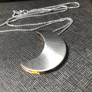Crescent Moon Stevie Nicks Style Necklace in Gold and Silver, Artisan Celestial Moon Necklace, Solid 20 gauge, Half Gold Half Silver