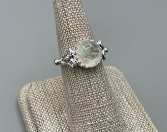 Celtic Knot Moonstone Ring: 925 Sterling Silver, 10mm Cabochon