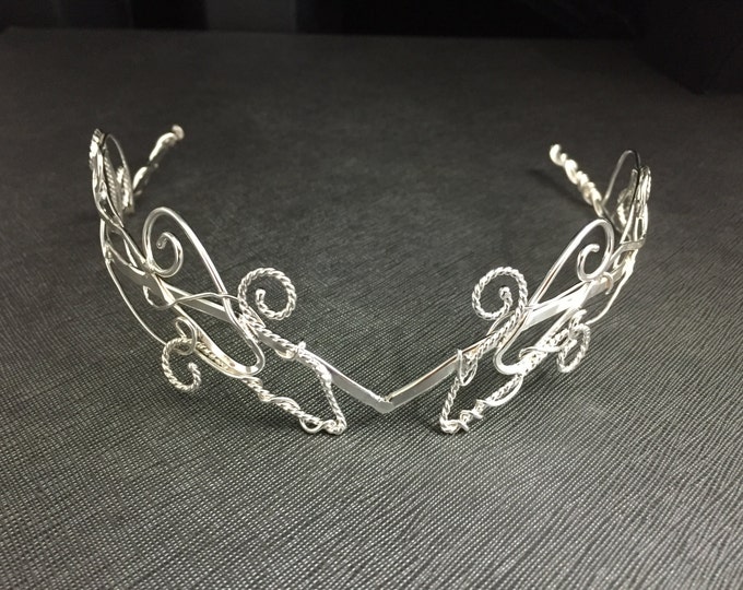 Woodland Elvish Wedding Circlet, Sterling Silver Renaissance Tiara, Alternative Bridal Accessories, SCA Circlets, Artisan Circlets