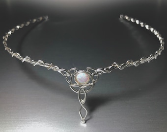 Celtic Bridal Circlet: Sterling Silver Trinity Knot Headpiece, Irish Diadem, Scottish Bride, Simple Circlet