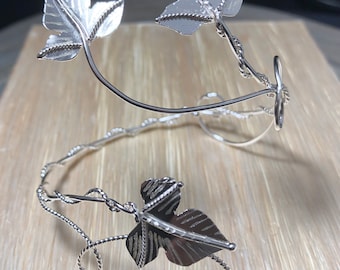 Handmade Sterling Silver Ivy Leaf Cuff Bracelet: Woodland Faery Wrap