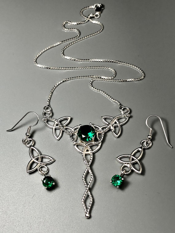 Buy Celtic Knot Necklace and Earrings Set Irish Jewelry Sets Gifts for Her Celtic Knot Necklace With Emerald Amethyst Sapphire Online in India Etsy