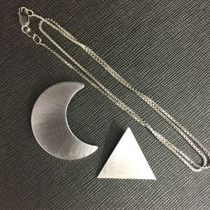 Crescent Moon Necklace, Stevie Nicks inspired Pyramid Necklace, Stevie Nicks Style Crescent Moon and Pyramid Set, Sterling Silver Handmade