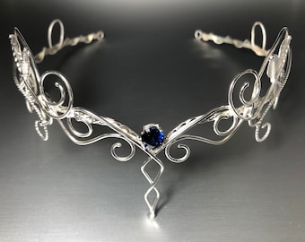 Woodland Pagan Norse Goddess Tiara in Sterling Silver, Elvish Circlet in Sterling Silver, Woodland Diadem, Handmade Bridal Accessories