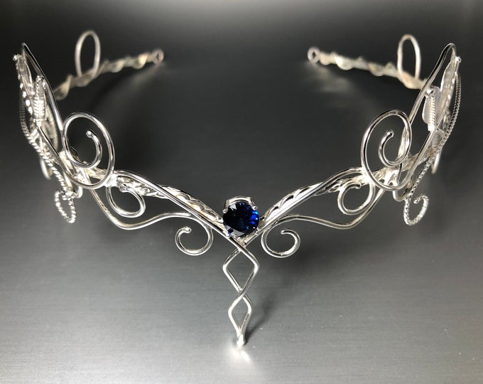 Woodland Pagan Norse Goddess Tiara in Sterling Silver, Elvish Circlet in Sterling Silver, Woodland Diadem, Handmade Bridal Accessories