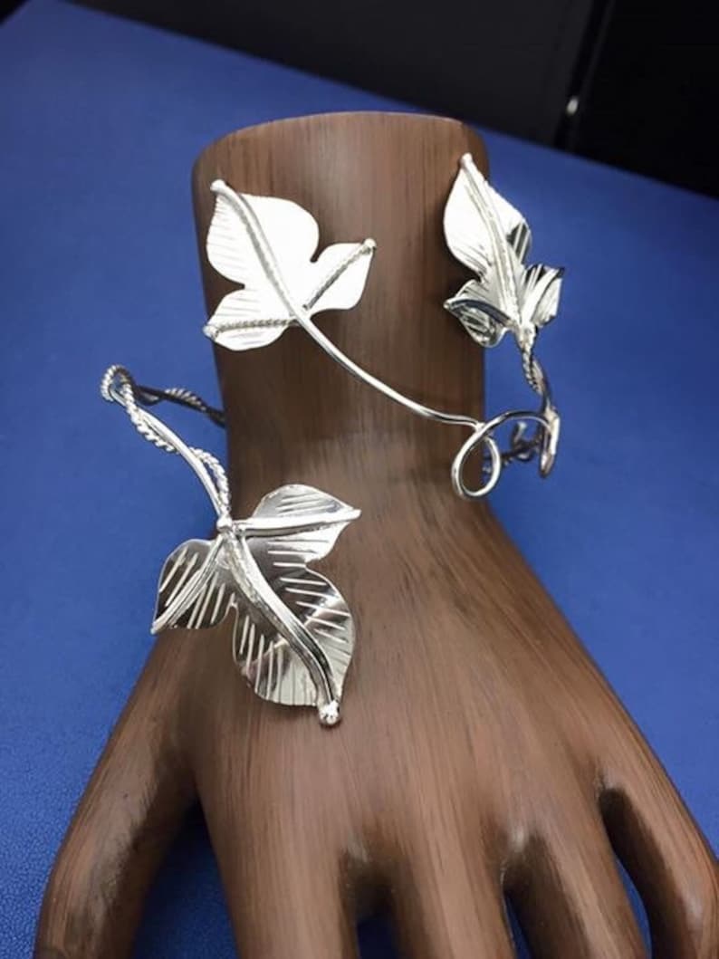 Woodland Ivy Leaf Wrap Bracelet Cuff Sterling Silver Rustic Etsy