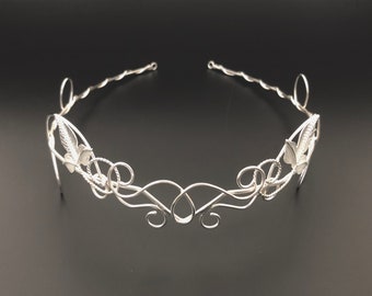Circlets, Woodland Elvish Tiara in Sterling Silver, Artisan Made Tiara, Woodland Circlet, Medieval Bridal Headpiece, OOAK Wedding Accessory