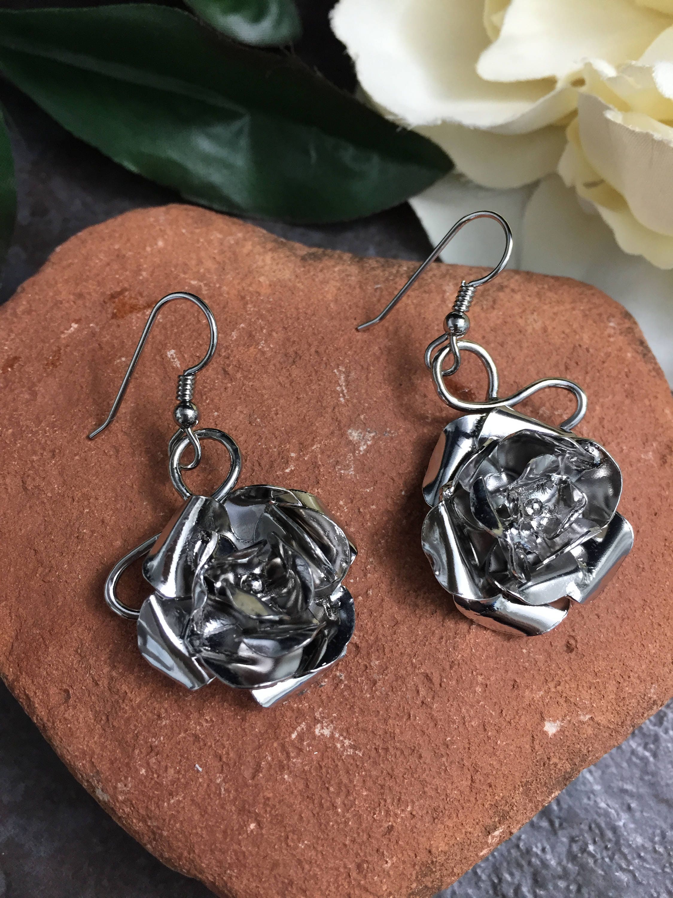 Dangle Earrings Birth Month Flower Invisible Clip On, Titanium or Plas –  Pretty Smart