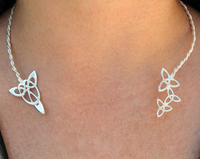 Celtic Knot Neck Jewelry in Sterling Silver, Irish Neck Torc, Neck Torcs,  Bridal Neck Torc, Handmade Neck Ring, Celtic Wedding Accessory