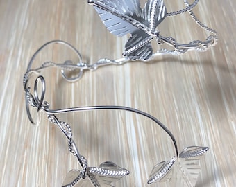 Ivy Leaf Wrap Bracelet Cuff Handmade in Sterling Silver, Faery Woodland Leaves Cuff, OOAK Cuff Bracelet Wrap - 925 Handmade