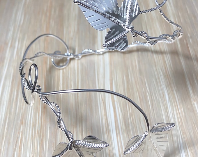 Ivy Leaf Wrap Bracelet Cuff Handmade in Sterling Silver, Faery Woodland Leaves Cuff, OOAK Cuff Bracelet Wrap - 925 Handmade