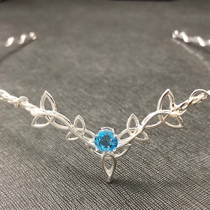 Celtic Tiara, Irish Weddings, Trinity Knot Wedding Circlets, Aquamarine Sterling Silver Handmade Wedding Circlet