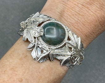 Celtic Trinity Knot Statement Bracelet, Handmade Heavy Cuff 20MM Gemstone, Large Bracelet Cuff, Celtic Knot Bracelet, Handmade OOAK Cuff