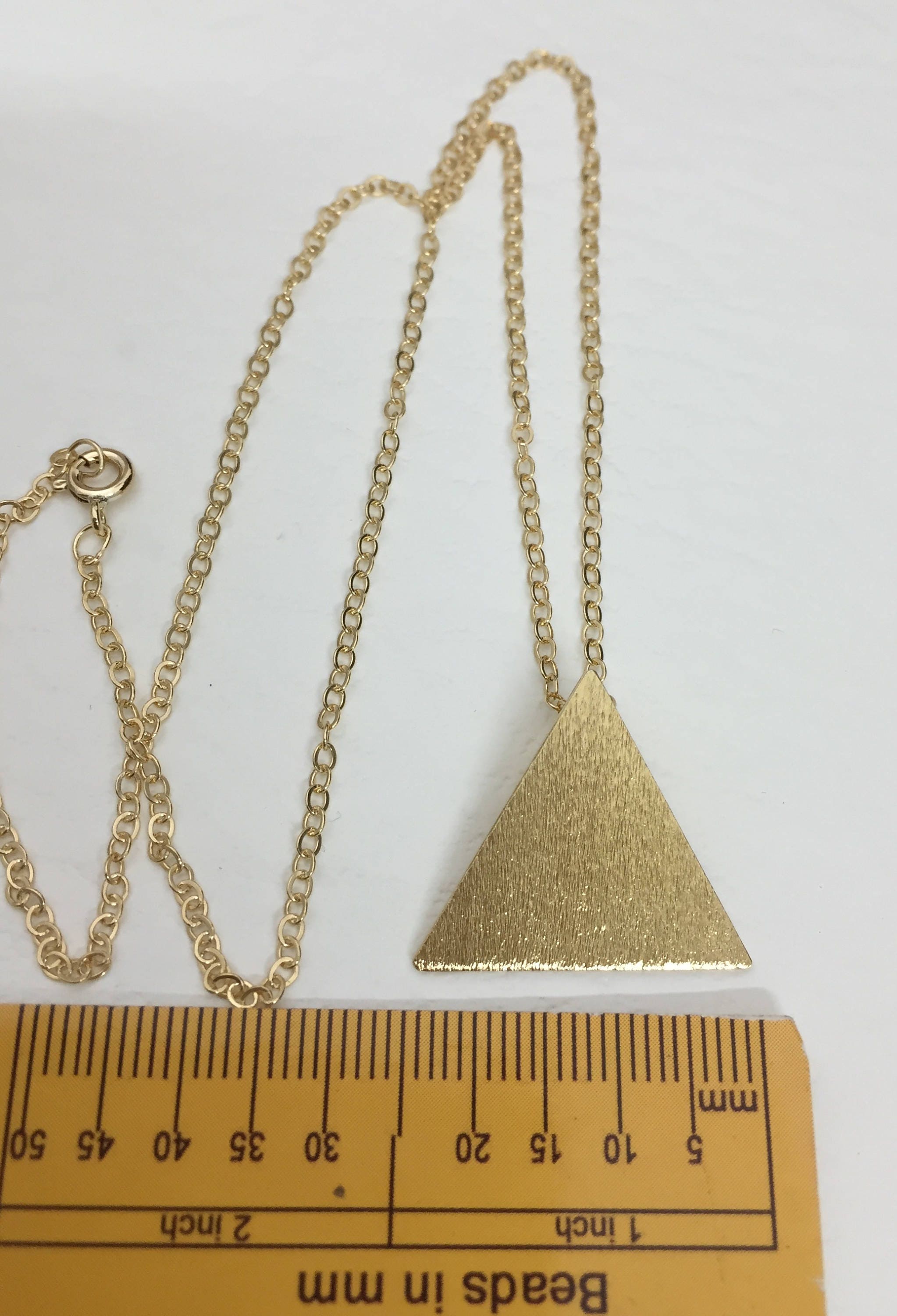 Stevie Nicks Triangle Pyramid Necklace Pyramid Pendant Sterling Silver with 24K gold Plating 16 inch gold filled curb chain