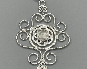 Sterling Silver Celtic Trinity Knot Necklace: Victorian Steampunk Gemstone Pendant