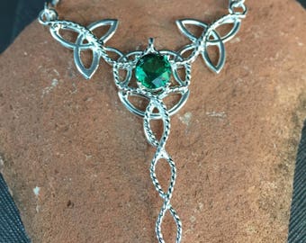 Celtic Pagan Norse Necklace, Irish Gemstone Necklace Sterling Silver, Irish Jewelry, Large Necklaces, Gifts For Her, Wedding Accessories