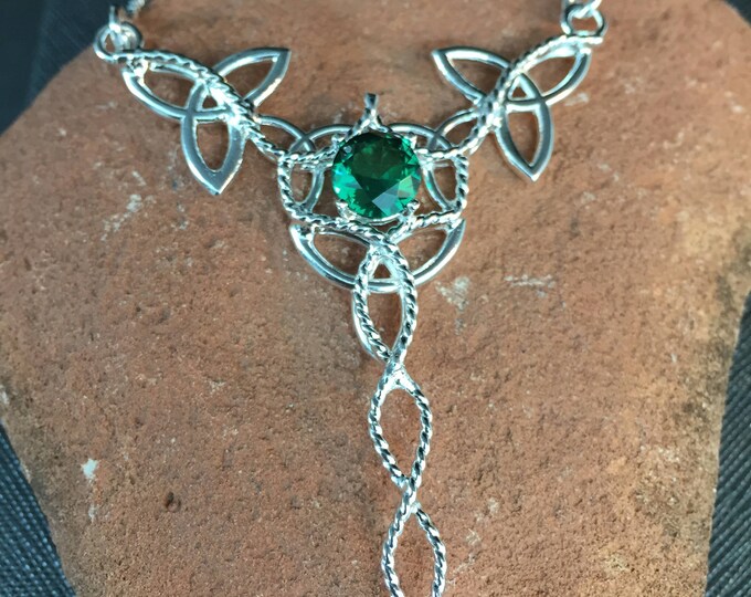 Celtic Pagan Norse Necklace, Irish Gemstone Necklace Sterling Silver, Irish Jewelry, Large Necklaces, Gifts For Her, Wedding Accessories