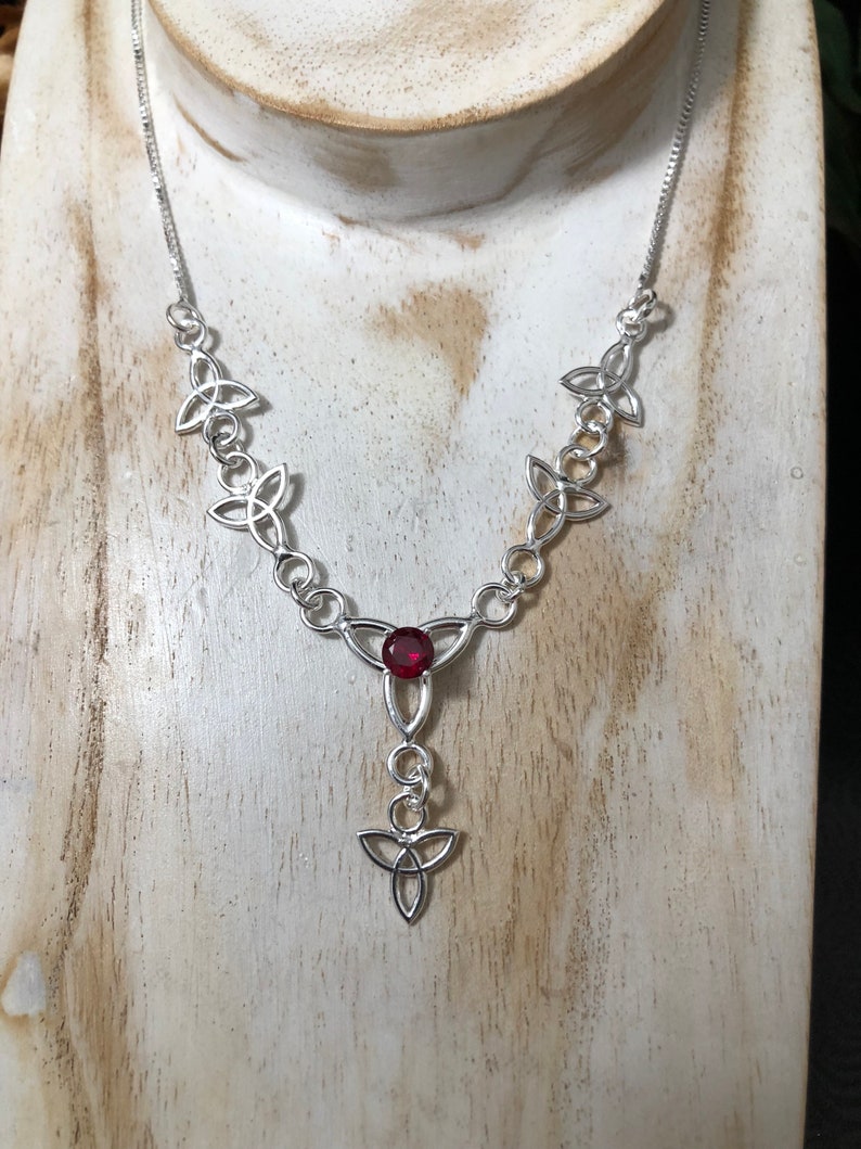 Celtic Knot Drop Necklace Earrings Set, Gifts For Her, Bohemian Amethyst Necklace, Dangle Earrings, Jewelry Sets Garnet