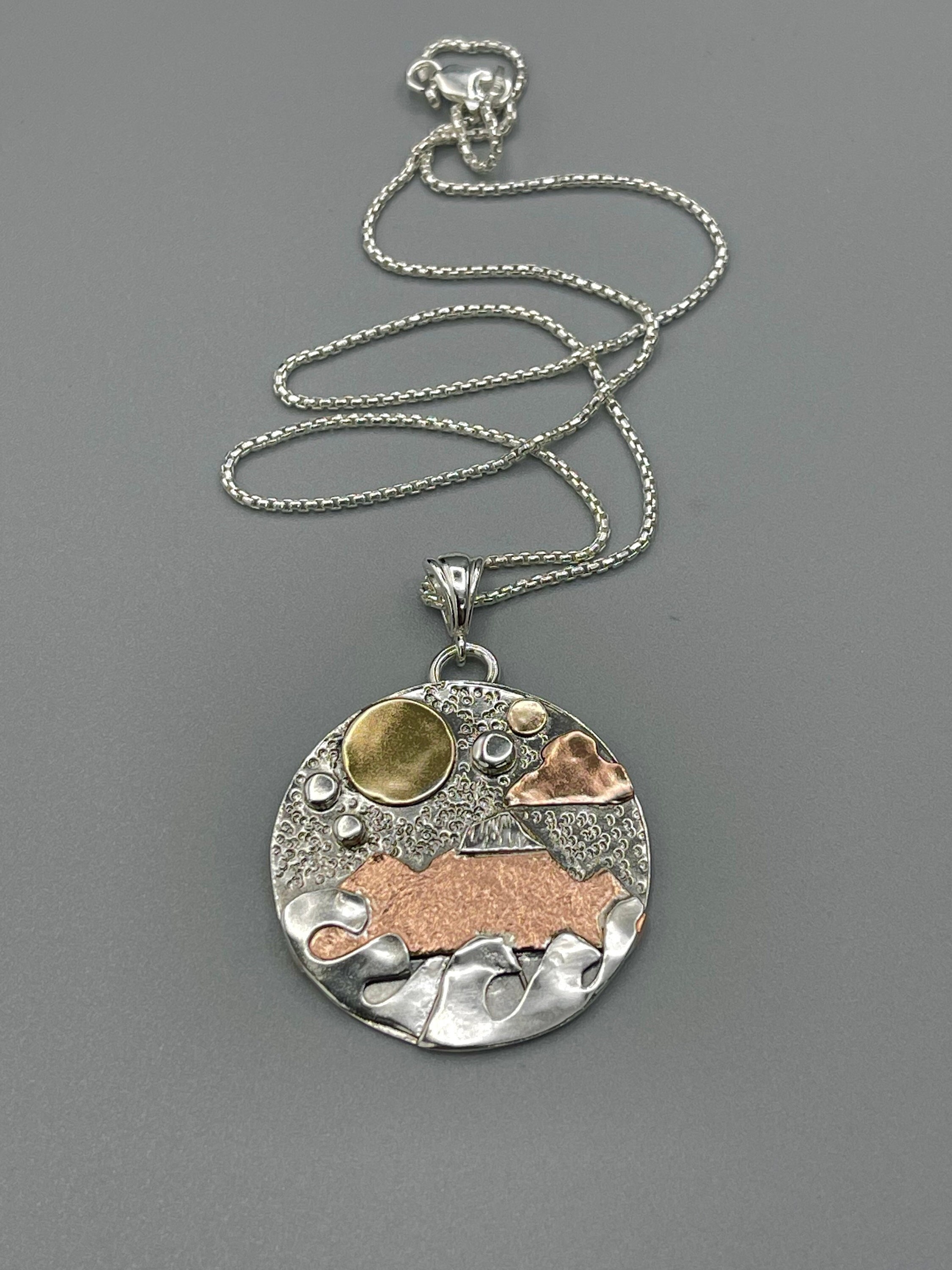 Mountains Silver Necklace - Nature Ridge-Line Jewelry