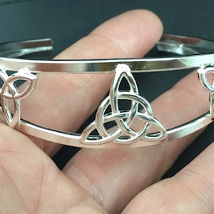 Handmade Irish Trinity Knot Symbol Bracelet Cuff, Celtic Jewelry, Sterling Silver Celtic Cuffs, Silver Cuff Bracelet, Sterling Bracelet Cuff
