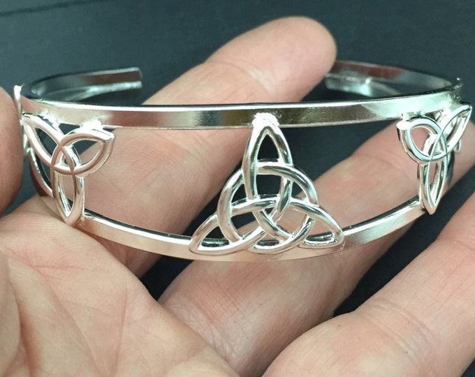Handmade Irish Trinity Knot Symbol Bracelet Cuff, Celtic Jewelry, Sterling Silver Celtic Cuffs, Silver Cuff Bracelet, Sterling Bracelet Cuff
