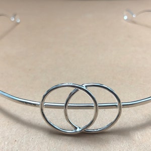Vesica piscis Ceremonial Tiara in Sterling Silver, Symbolic Circlet Tiara, Simple Renaissance Tiara, Forehead Jewelry, Artisan Handmade