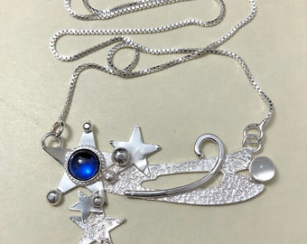 Handmade Celestial Star Necklace in Sterling Silver, Gifts For Her, Tarot Alternative Necklaces, Comet Jewelry, Star Necklaces