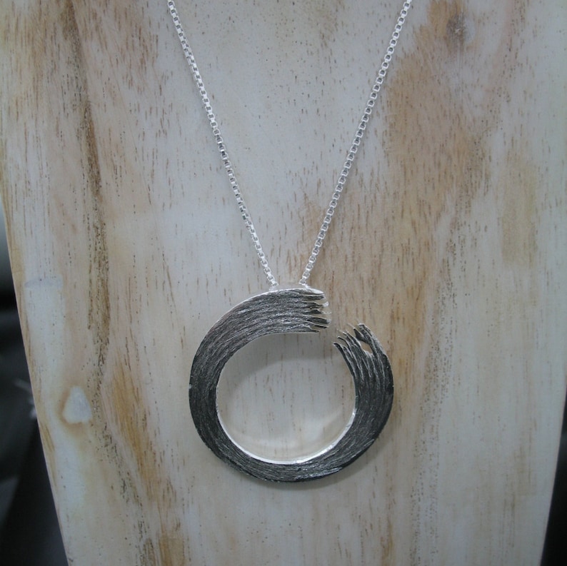 Sterling Silver Enso Pendant with 18 inch Box Chain Handmade Etsy