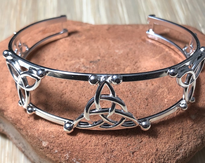 Celtic Irish Bracelet Cuff in Sterling Silver, Trinity Knot Bracelet, Gifts For Her, Artisan Bracelet Cuffs, Bohemian Bracelet, Statement