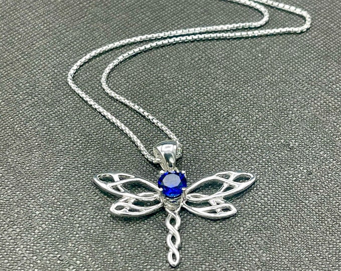 Dragonfly Necklace, Amethyst, Peridot Celtic Necklace in Sterling Silver, Gifts For Her, Charmed Necklace, Symbolic Necklaces