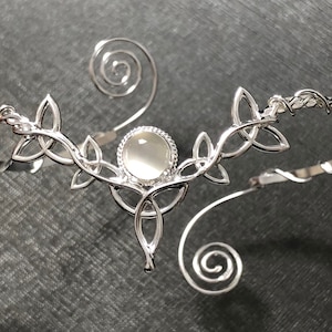 Sterling Silver Celtic Arm Cuff with Moonstone Gem