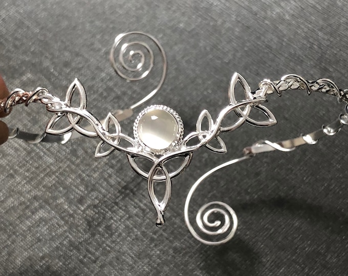Upper Arm Bracelet in Sterling Silver, Celtic Arm Cuff, Celtic Arm Jewelry with Gemstone, Handmade Artisan Arm Bracelets, Gifts For Her