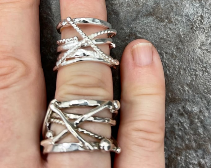 Art Nouveau Artisan Rings, Barbed Wire Rings, Bohemian Ring Sterling Silver, Abstract Statement Rings, Scarlet Witch Avengers Inspired Ring