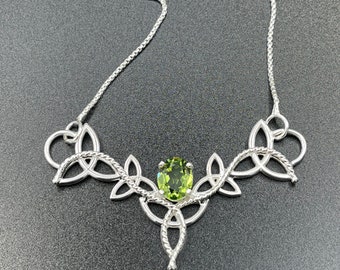 Celtic Trinity Knot Sapphire Necklace: Sterling Silver Irish Pendant Necklace, Norse Goddess, Gifts For Her