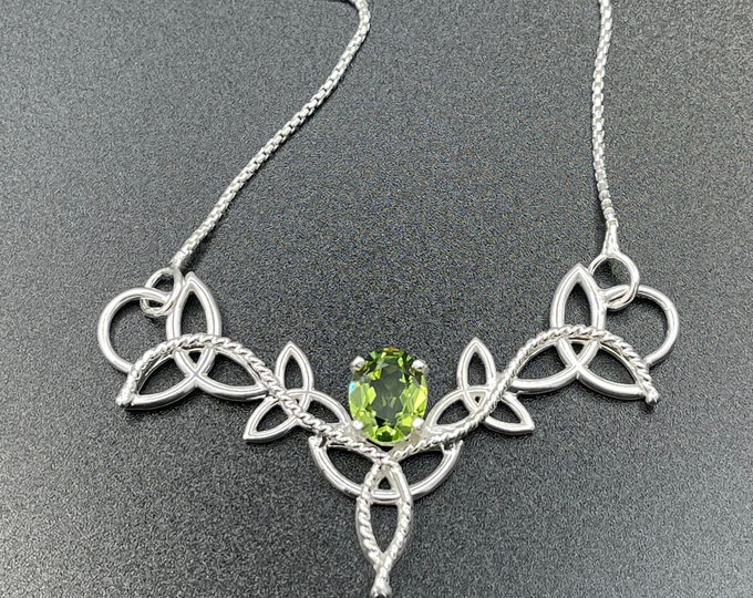 Celtic Trinity Knot Sapphire Necklace: Sterling Silver Irish Pendant Necklace, Norse Goddess, Gifts For Her