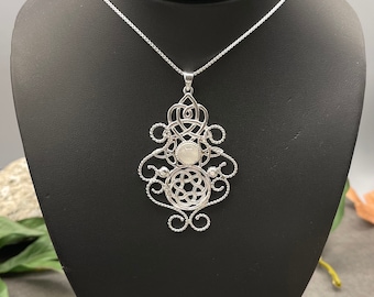 Celtic Victorian Steampunk Necklace in Sterling Silver, Bohemian Necklaces, Gifts for Her, Eclectic Necklaces, OOAK Jewelry