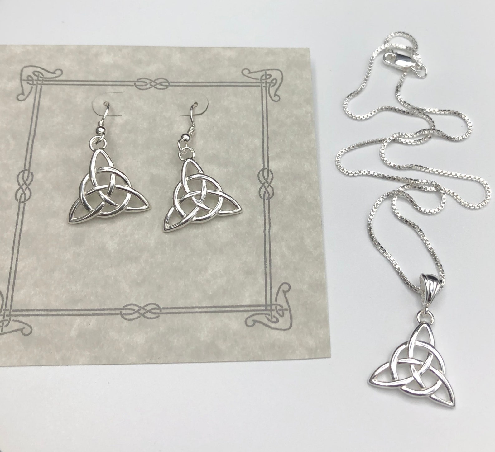 Celtic Knot Necklace and Earrings Set Silver Gifts for Her Etsy