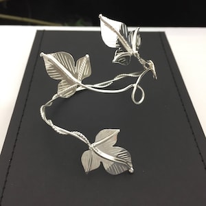 Woodland Leaves Bohemian Upper Arm Bracelet Leaf Cuff 925 Sterling Silver, Leaves Woodland Arm Torc, Woodland Armlet Wedding Accessory
