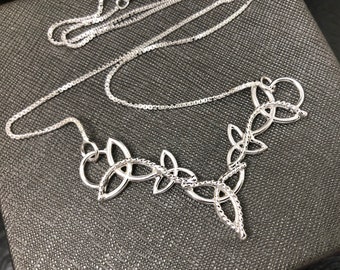 Collana Celtica Irlandese Donna - Nodo Trinitario Triquetra In Argento 925 Con Cristallo Austriaco E Zirconi - Regalo Compleanno/Natale