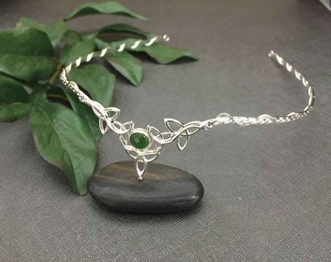 Celtic Knot Irish Sterling Silver Tiara, Gemstone Wedding Circlet, Alternative Wedding, Bridal Accessories