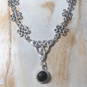 Celtic Knot Amethyst Necklace Sterling Silver With 16 Inch Box Chain Attached, Irish Bridal Necklace with 8mm Gemstone, Handmade 925, OOAK image 8