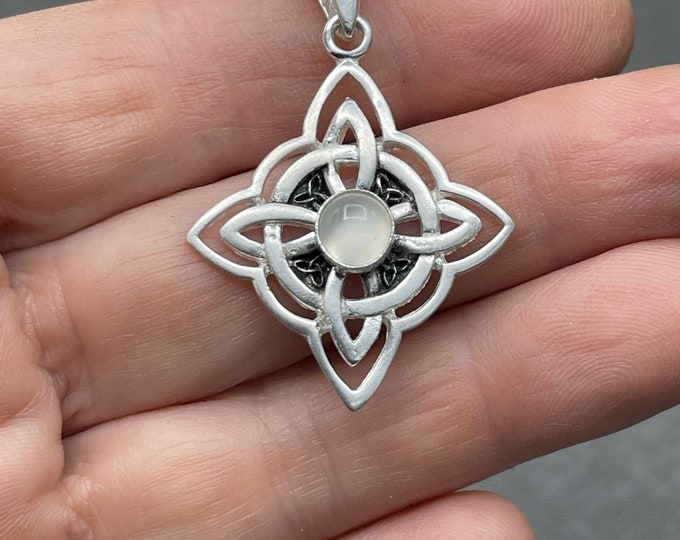Irish Necklaces, Celtic Irish Moonstone Amethyst Sapphire Necklaces, Gifts For Her, Charmed TV Show, Celtic Knotwork Necklaces