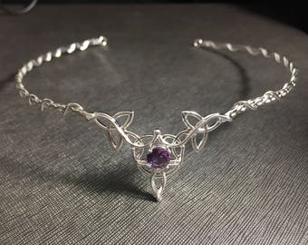 Irish Wedding Circlet in Sterling Silver, Diadem, Celtic Bridal Tiara, Renaissance Headdress