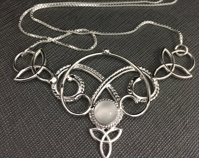 Celtic Bohemian Necklace in Sterling Silver, Irish Bride, Statement Necklaces, Gifts for Her, Renaissance Necklaces, Artisan Jewelry